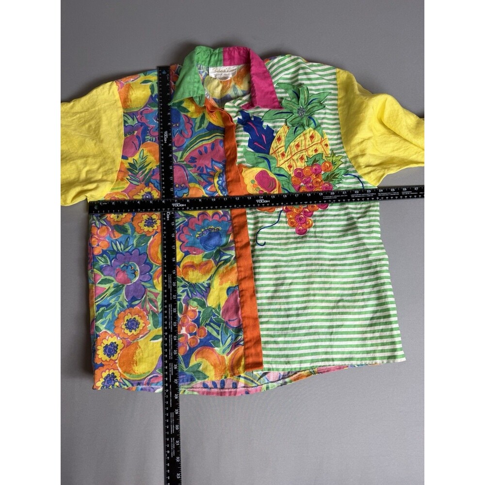 Victor Costa Designer Collection Colorful Patchwork Shirt Womens Size 12 Ramee - Picture 10 of 16
